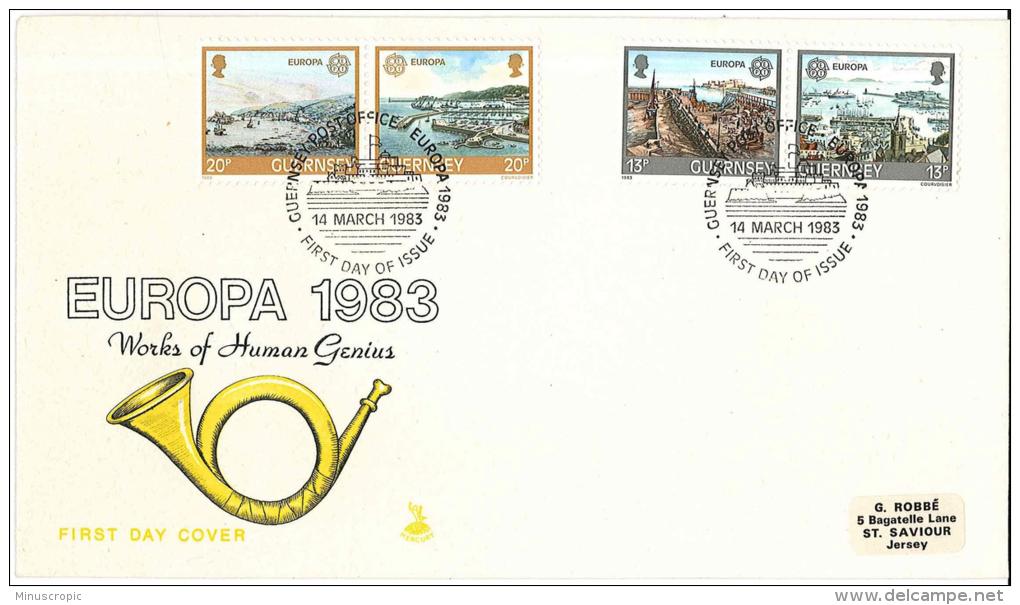 FDC - Guernesey - Europa 1983 - Works Of Human Genius - Guernesey