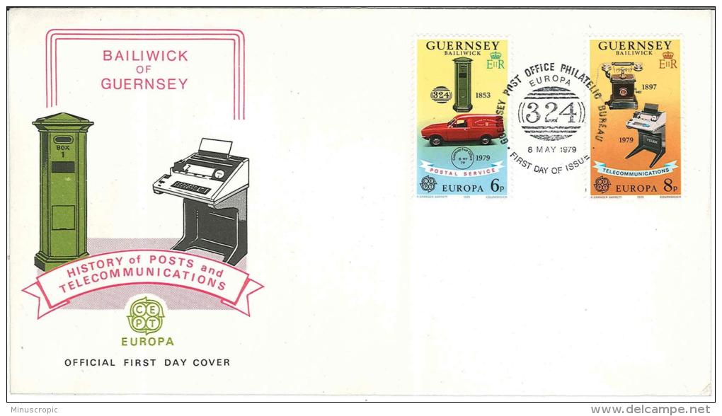 FDC - Guernesey - Bailiwick - History Of Posts And Telecommunications - Europa - 1979 - Guernesey