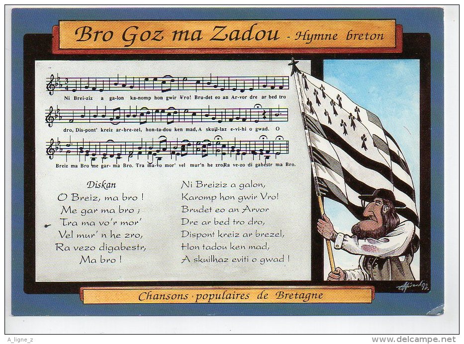 REF 163 : CPM Bro Goz Ma Zadou Chansons Populaires De Bretagne Drapeau Hymne Breton - Bretagne