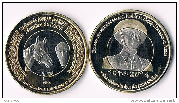 Soudan Francais( Mali)  1 Franc 2014-bimetal- Horse - Mali (1962-1984)