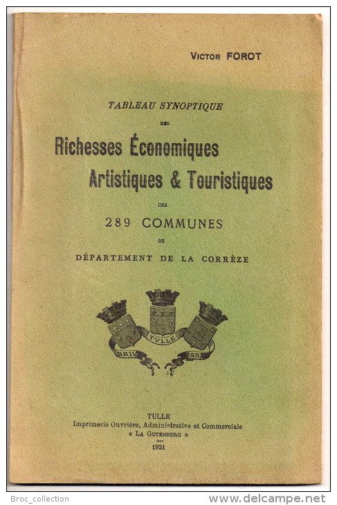 Tableau Synoptique Des Richesses économiques, Artistiques Et Touristiques Des 289 Communes De Corrèze, Victor Forot 1921 - Limousin
