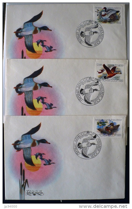 RUSSIE CANARDS, Yvert N° 5641/43, Sur FDC, Enveloppe 1er Jour.01/07/1989 - Canards