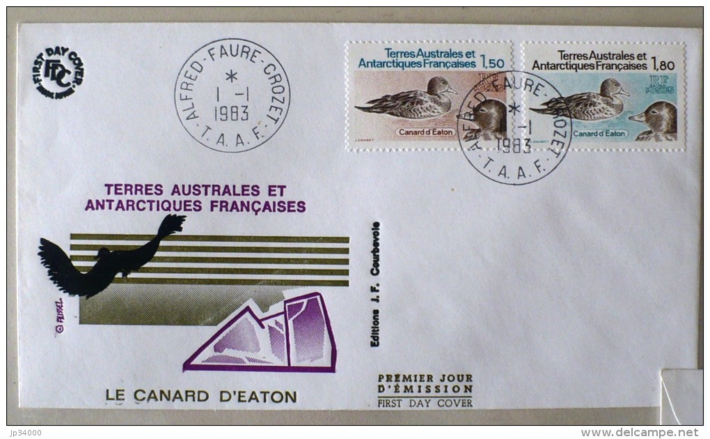 TAAF CANARDS, Canard, Duck, Pato, Yvert N°97/98, Sur FDC, Enveloppe 1er Jour. 01/01/1983 - Ducks