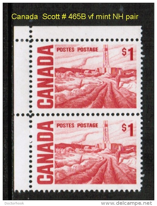 CANADA    Scott  # 465B**  VF MINT NH PAIR - Unused Stamps