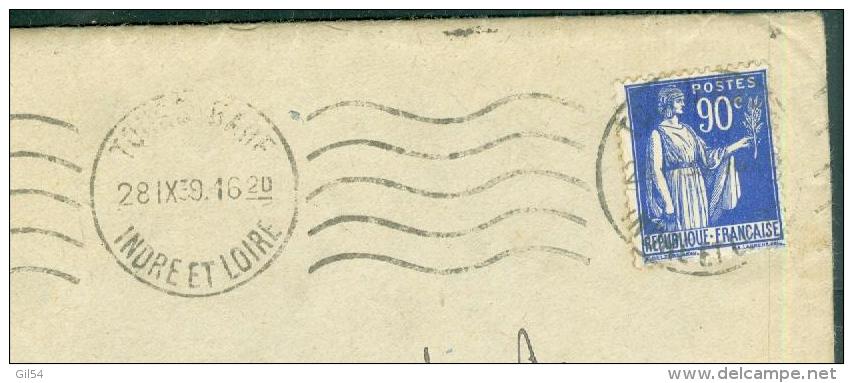 Yvert N° 368 Affranchissant Une Lette  Censurée ( Ouverture Par L'autorité Militaire En Novembre 1939 - LO34716 - 1932-39 Frieden