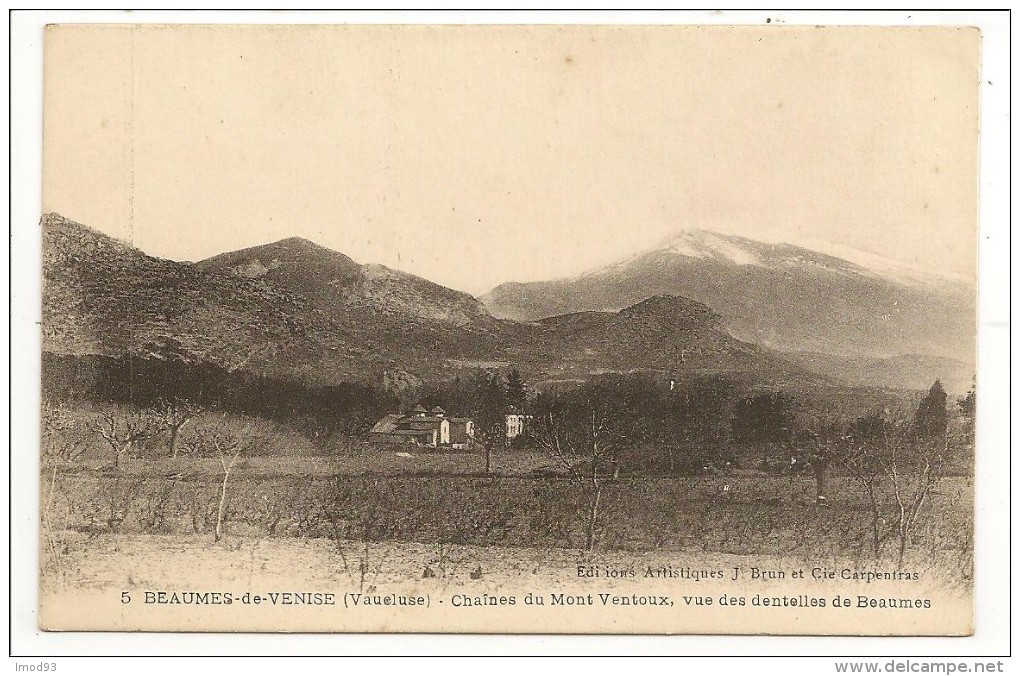 84 - BEAUMES-de-VENISE (Vaucluse) - Chaînes Du Mont Ventoux, Vue Des Dentelles De Beaumes - Ed. J. Brun N° 5 - Beaumes De Venise