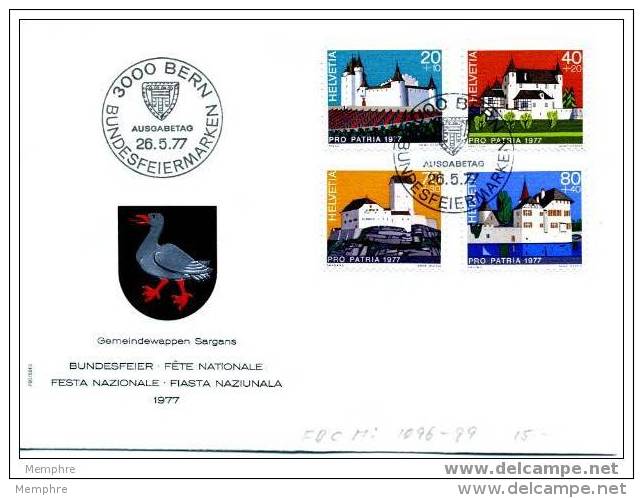 SUISSE FDC  Pro Patria 1977  Châteaux - FDC