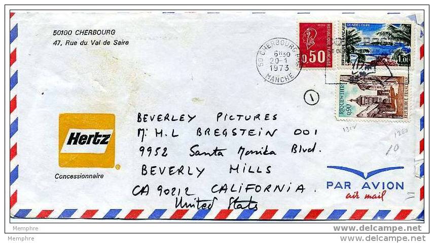 Lettre Avion 20-1-73 Pour USA Tarif 2,40Fr   Nr 1646, 1664 Et 1685 - Postal Rates