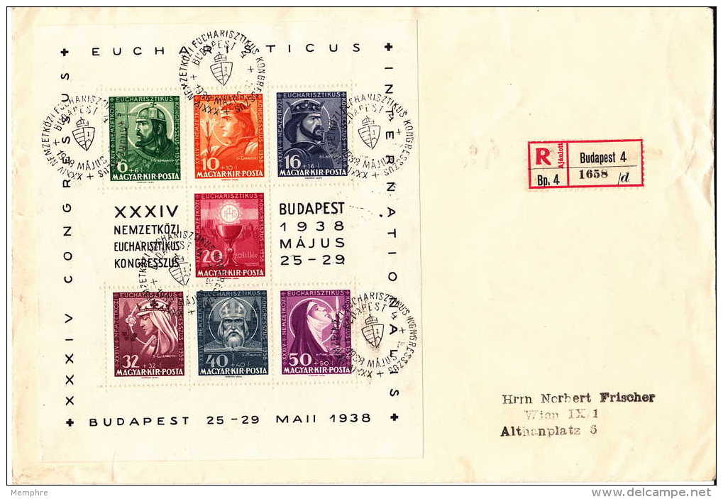 1938  Int. Eucharister Kongress  Budapest  Mi Nr Block 3 FDC - Blocks & Kleinbögen