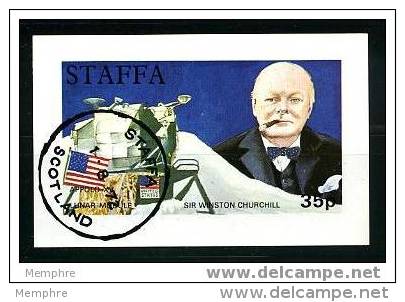 STAFFA (SCOTLAND)  1972 Winston échurchill And Apollo XV Lunar Module  Souvenir Sheet - Local Issues