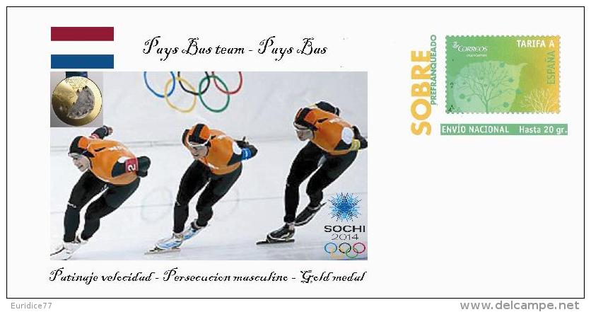Spain 2014 - XXII Olimpics Winter Games Sochi 2014 Gold Medals Special Prepaid Cover - Patinaje Pais Bas Team - Winter 2014: Sochi