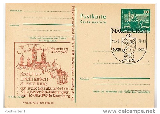 DDR P79-13b-78 C62-b Postkarte PRIVATER ZUDRUCK Dom Naumburg Sost. Wappen 1978 - Private Postcards - Used