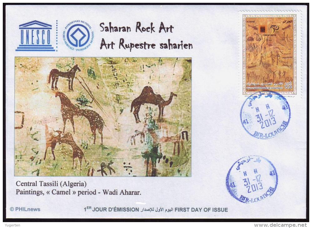 ALGERIE ALGERIA 2013 - FDC - Tassili N'Ajjer National Park Unesco World Heritage Site Algeria Sahara - Prehistory