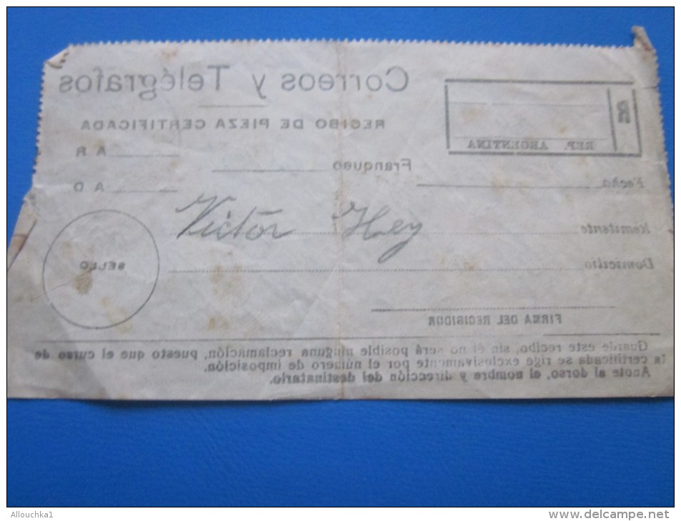 2 Avril 1928 Recibo De Pieza Certificada Espagne Espa&ntilde;a Corréos Y Telegrafos  &gt;&gt; Vapor Mardcelino &gt;&gt; - Télégraphe