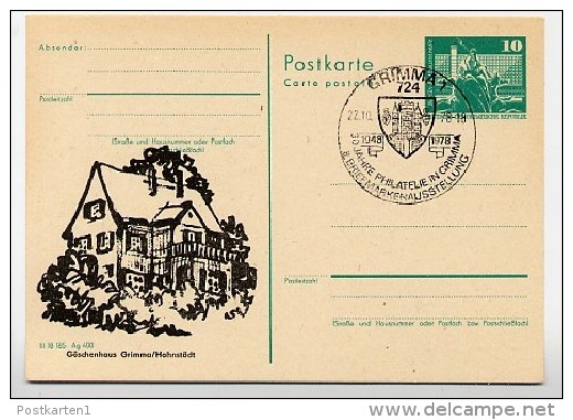 DDR P79-21a-78 C70-a Postkarte PRIVATER ZUDRUCK Grimma/Höhnstädt Sost. WAPPEN 1978 - Privé Postkaarten - Gebruikt