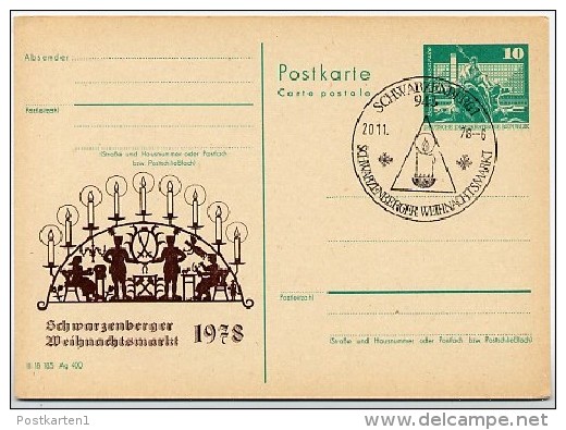 DDR P79-26-78 C76 Postkarte PRIVATER ZUDRUCK Weihnachtsmarkt Schwarzenberg Sost. 1978 - Privé Postkaarten - Gebruikt