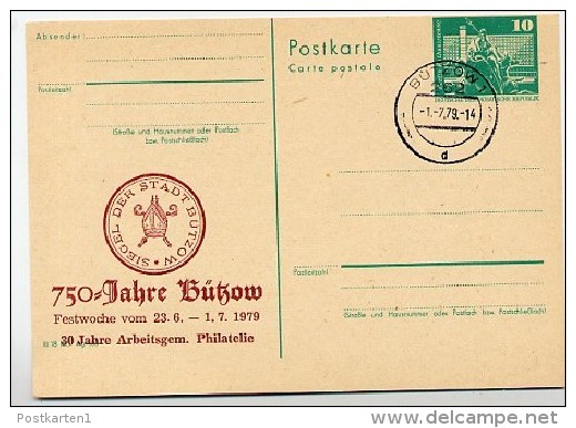 DDR P79-13a-79 C89-a Postkarte PRIVATER ZUDRUCK DRUCKVERSCHIEBUNG 750 J. Bützow Stpl. 1979 - Private Postcards - Used