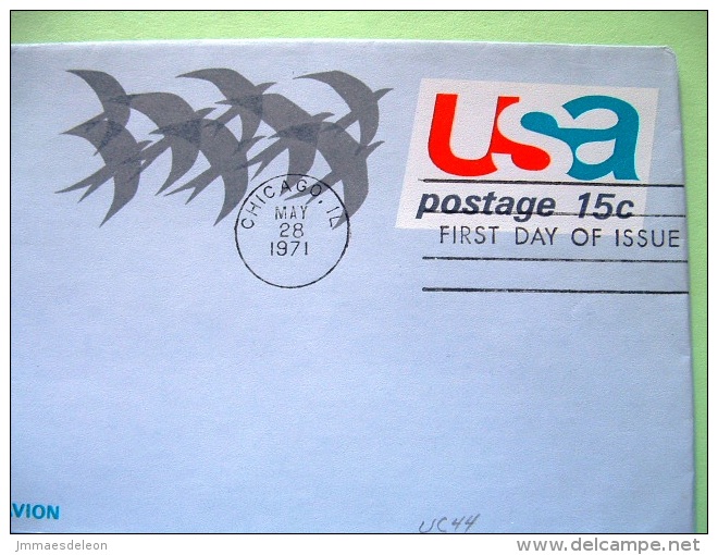 USA 1971 FDC Aerogramme Chicago - 15c Air Mail - Birds - Plane - 1961-80