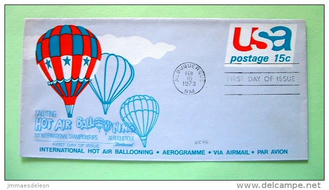 USA 1973 FDC Aerogramme Albuquerque - 15c Air Mail - Balloons - 1961-80