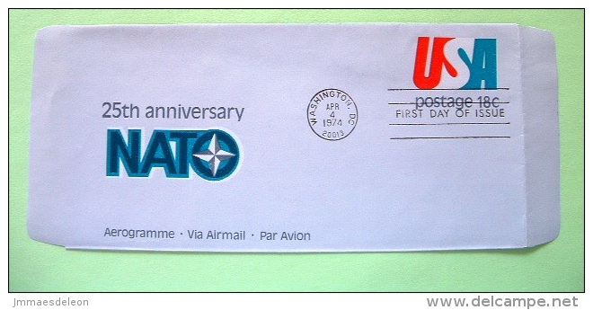 USA 1974 FDC Aerogramme Washington - 18c Air Mail - NATO OTAN - 1961-80