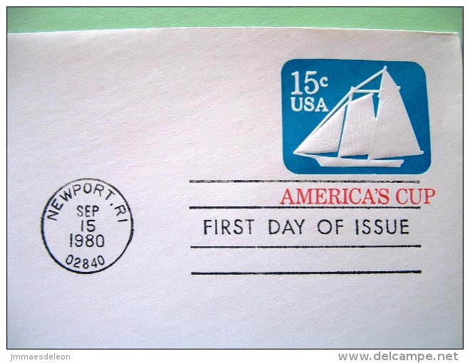 USA 1980 FDC Stationery Stamped Cover Newport - 15c - Ship - 1981-00