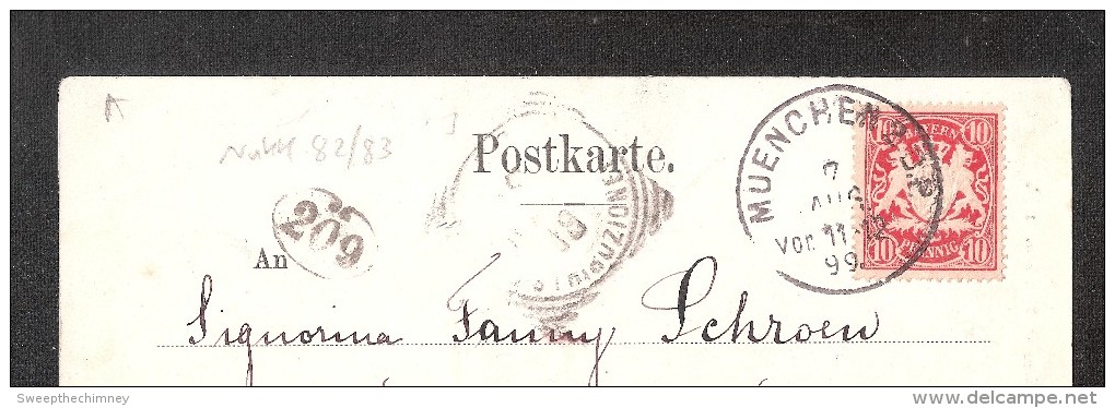 LEONI POSTCARD + MUENCHEN MUNICH POSTMARK Bayern ROT RED BRIEFMARKEN Stamp On POSTAL HISTORY  ITALY POSTMARK +209 MARK - Lettres & Documents