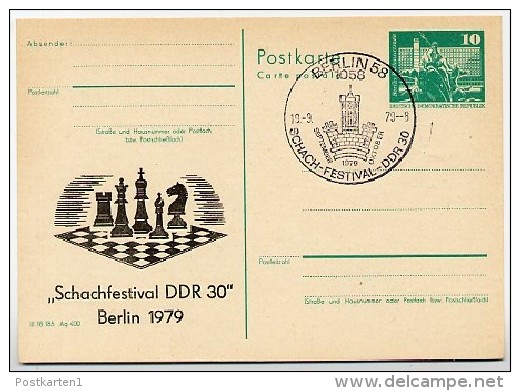 DDR P79-21-79 C95 Postkarte PRIVATER ZUDRUCK Schachfestival Berlin Sost. 1979 - Privé Postkaarten - Gebruikt