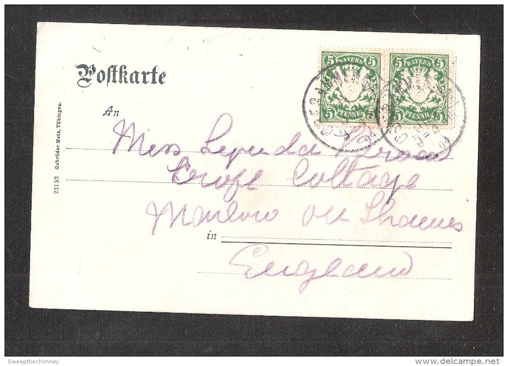 POSTCARD + OBERAMMERGAU POSTMARK + 2 ZWEI Bayern ROT RED BRIEFMARKEN Stamps Stamp Postal History - Lettres & Documents