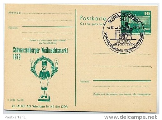 DDR P79-25a-79 C100a Postkarte PRIVATER ZUDRUCK Weihnachtsmarkt Schwarzenberg Sost. 1979 - Private Postcards - Used