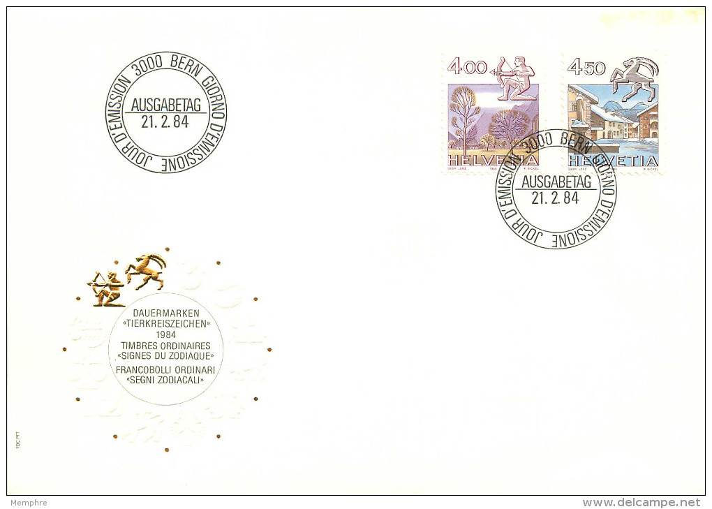 1982-5  4 FDC (12 Timbres) Zodiaque Zum  680-93 (moins 683 Et 689) - FDC