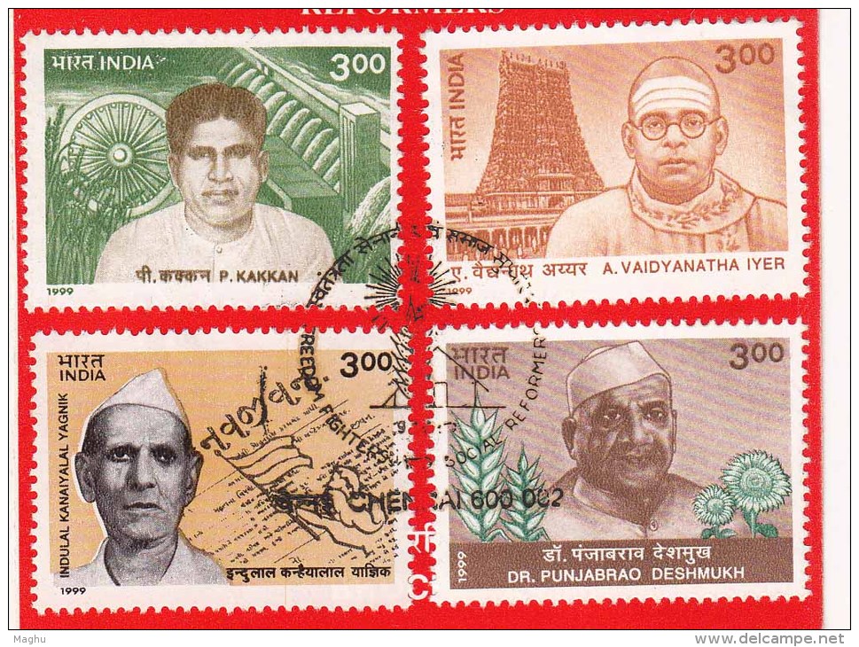 Stamped Information On Freedom Fighters, Social Reform,  Agriculture. Temple, Industry,  India 1999 - Covers & Documents