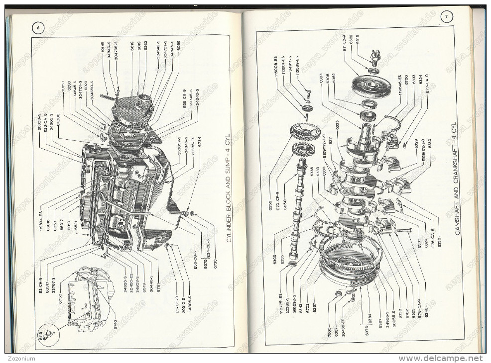 Parts List, 4 & 6 Cilinder , Industrial Engines, DISEL,PETROL1966 - Transportes