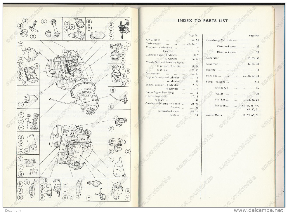 Parts List, 4 & 6 Cilinder , Industrial Engines, DISEL,PETROL1966 - Verkehr