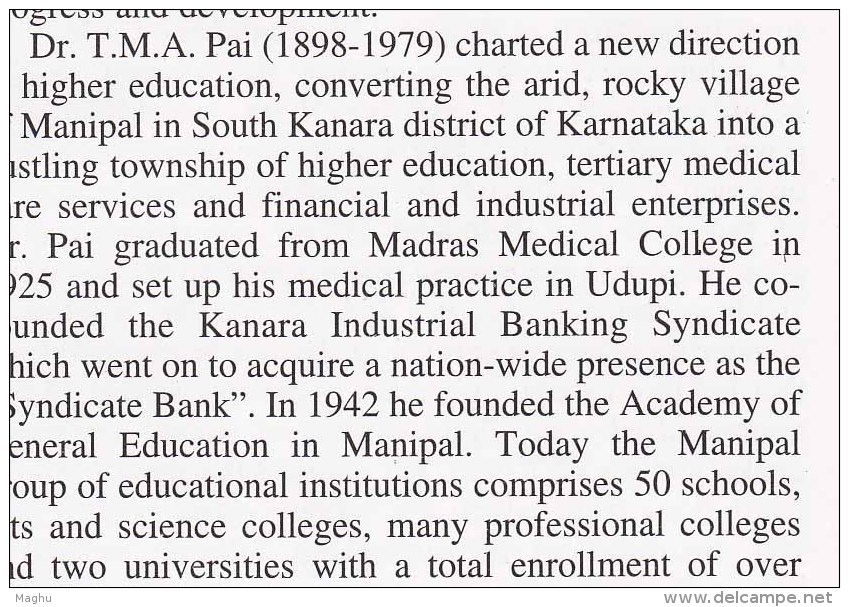 Stamped Information On India March For Progress, Text On Medicine, Economy. Konkan Railway, Train, Earthquake Help 1999 - Other & Unclassified