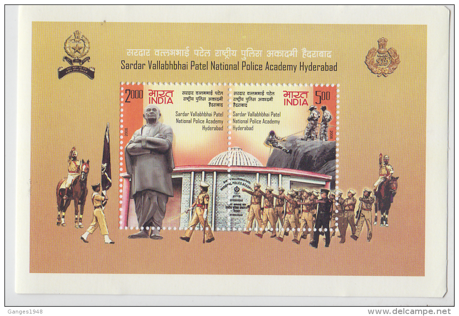 India  2008  Sardar Patel National Police Academy  2v  Souvenir Sheet # 62484  Inde  Indien - Police - Gendarmerie