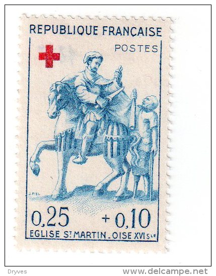 France, CR, Croix Rouge, Bois Sculpté De L'église Saint Martin, N° 1279, De 1960, Oblitéré - Sonstige & Ohne Zuordnung
