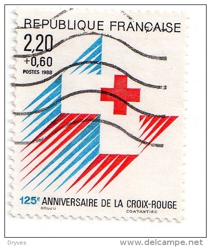 France, CR, Croix Rouge, 125ème Anniversaire De La Croix Rouge, N° 2555, De 1988, Oblitéré - Altri & Non Classificati