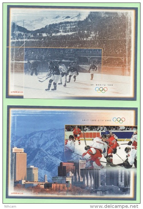 2 ENTIER POSTAL CARTE SUISSE J.O. SALT LAKE CITY 2002 & ST MORITZ 1928 MINT NEUF - Winter 1948: St. Moritz