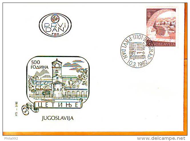 Yugoslavia 1982 Y FDC 500th Ann Of Cetinje Town  Mi No 1918 Postmark Beograd 10.03.1982. - FDC