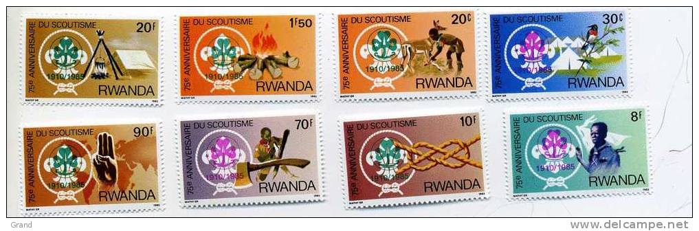 Scoutisme-1985-Rwanda-sér Ie Surchargée-1141/48***mnh - Neufs