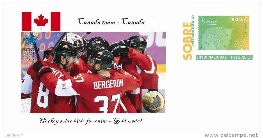 Spain 2014 - XXII Olimpics Winter Games Sochi 2014 Gold Medals Special Prepaid Cover - Ice Hockey Canada Team - Winter 2014: Sochi