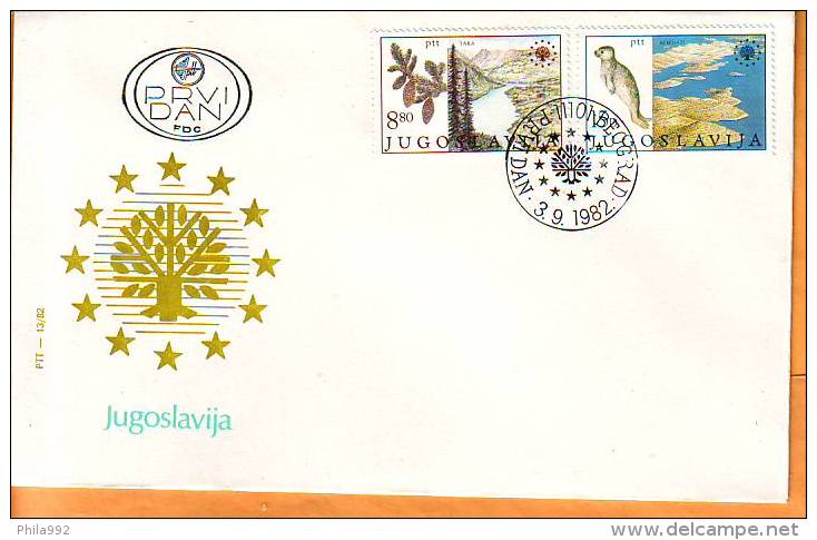 Yugoslavia 1982 Y FDC Nature Protection Mi No 1943-44 Postmark Beograd 03.09.1982. - FDC