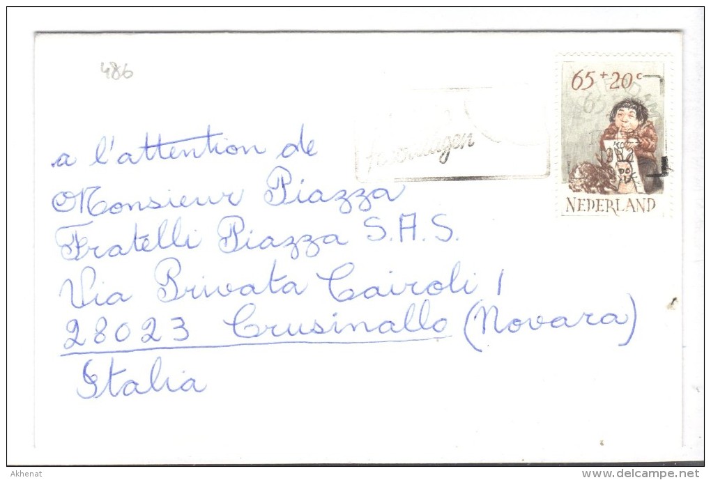 486/600 - PAESI BASSI OLANDA , Lettera Per L' Italia . Francobollo Isolato - Lettres & Documents