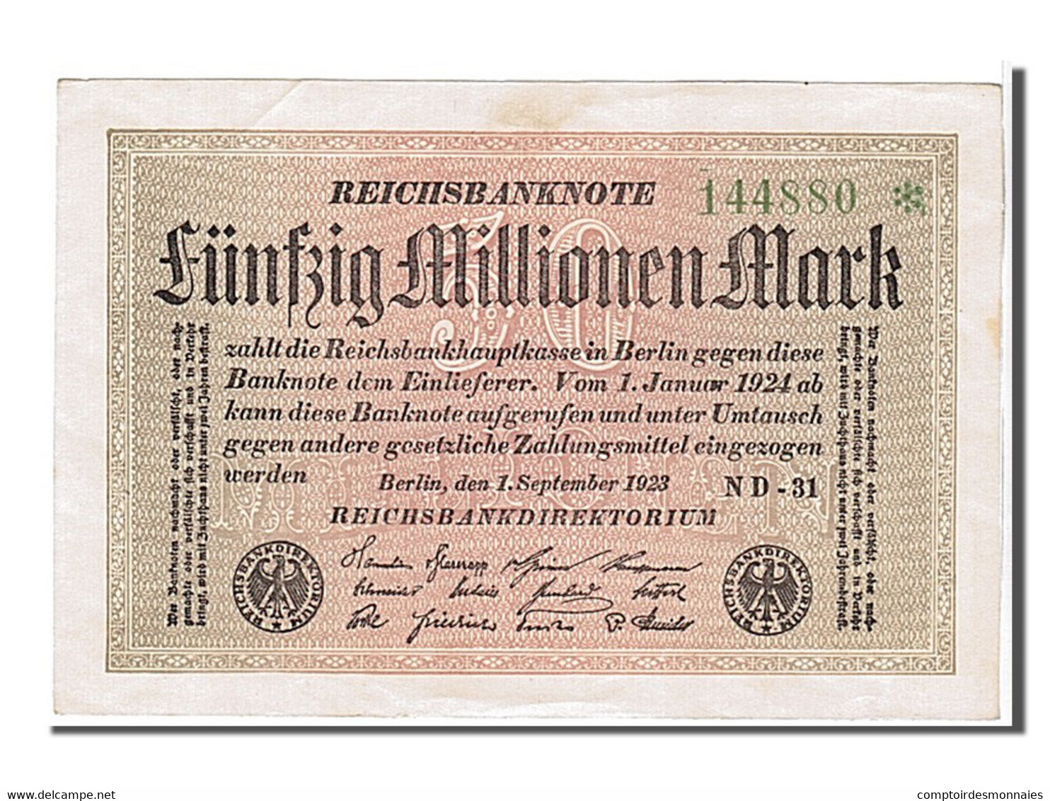 Billet, Allemagne, 50 Millionen Mark, 1923, KM:109f, SPL - 50 Miljoen Mark