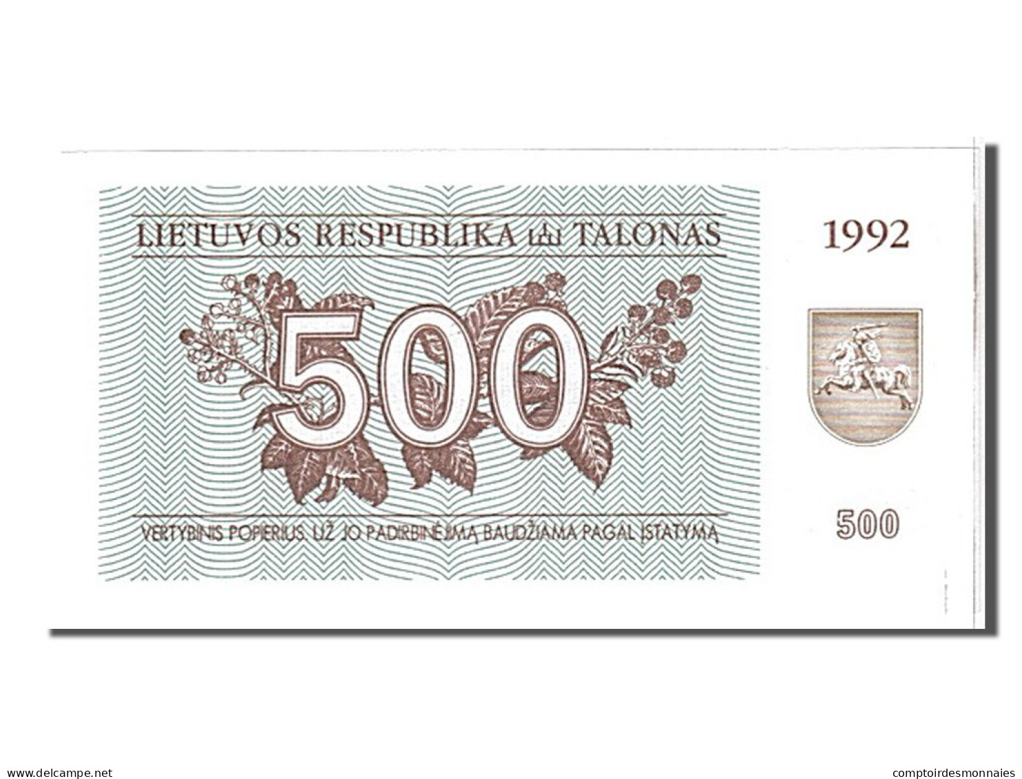 Billet, Lithuania, 500 (Talonas), 1992, KM:44, NEUF - Litouwen