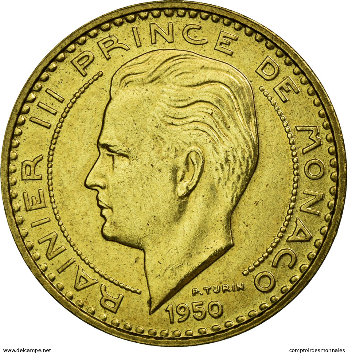 Monnaie, Monaco, Rainier III, 20 Francs, Vingt, 1950, SUP, Aluminum-Bronze - 1949-1956 Anciens Francs