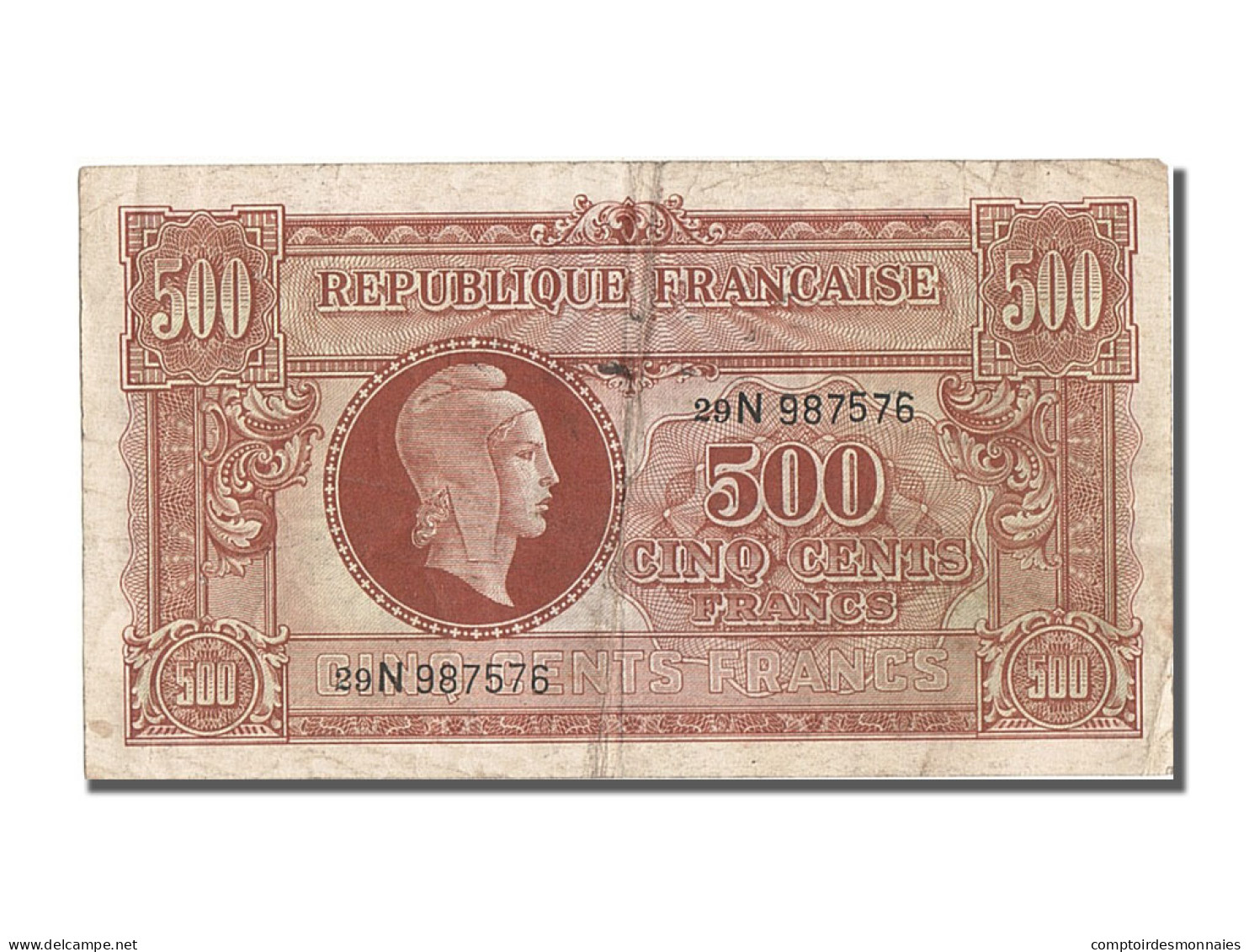 Billet, France, 500 Francs, 1943-1945 Marianne, 1945, TB+, Fayette:VF11.03 - 1943-1945 Marianne