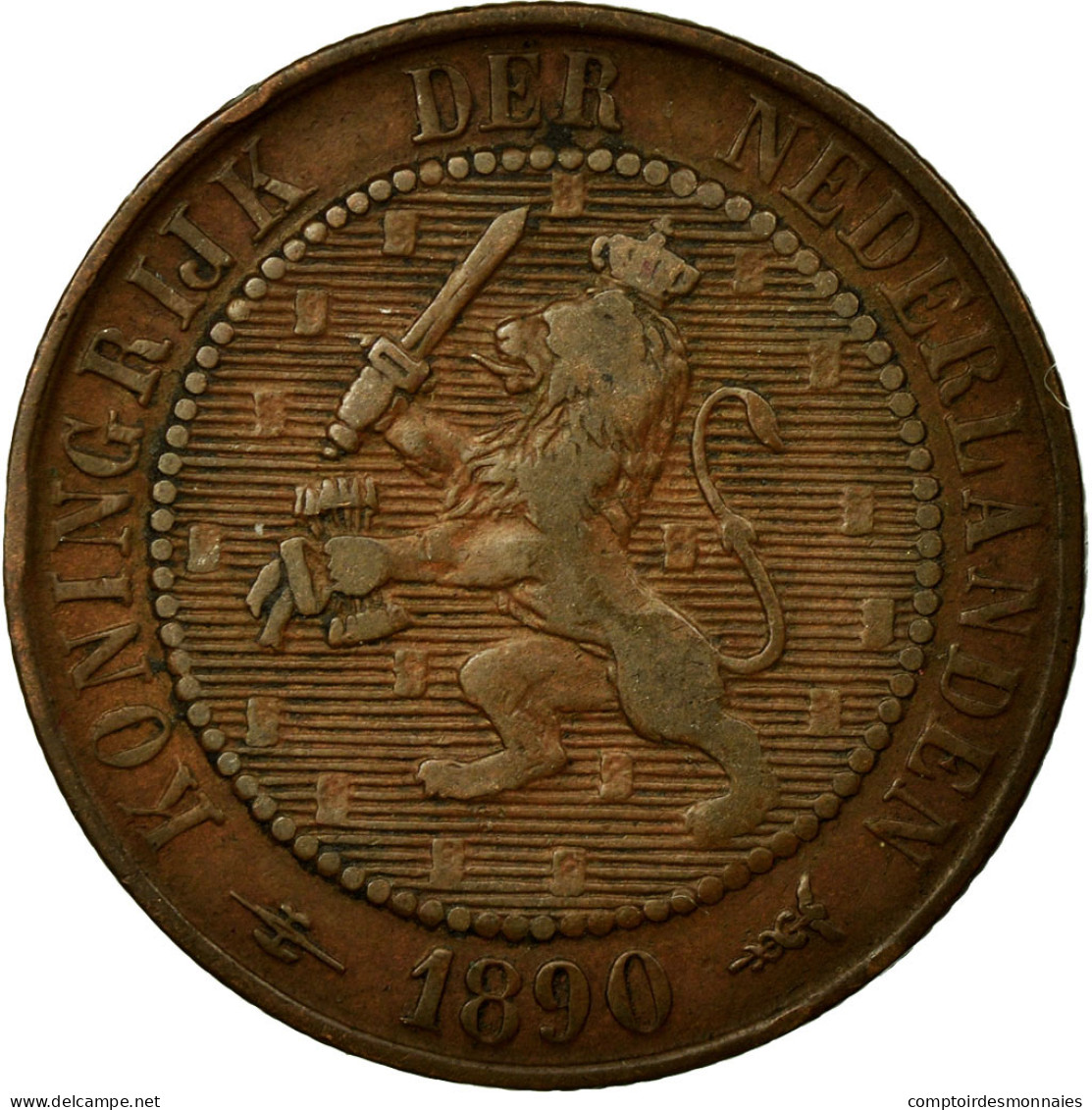 Monnaie, Pays-Bas, Wilhelmina I, 2-1/2 Cent, 1890, TTB, Bronze, KM:108.2 - 2.5 Cent