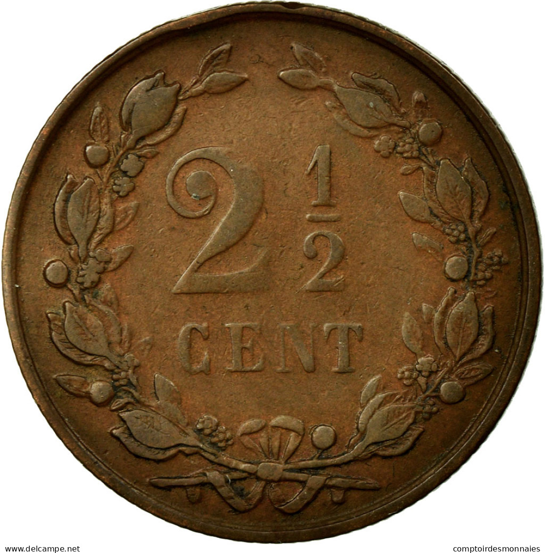 Monnaie, Pays-Bas, Wilhelmina I, 2-1/2 Cent, 1890, TTB, Bronze, KM:108.2 - 2.5 Centavos