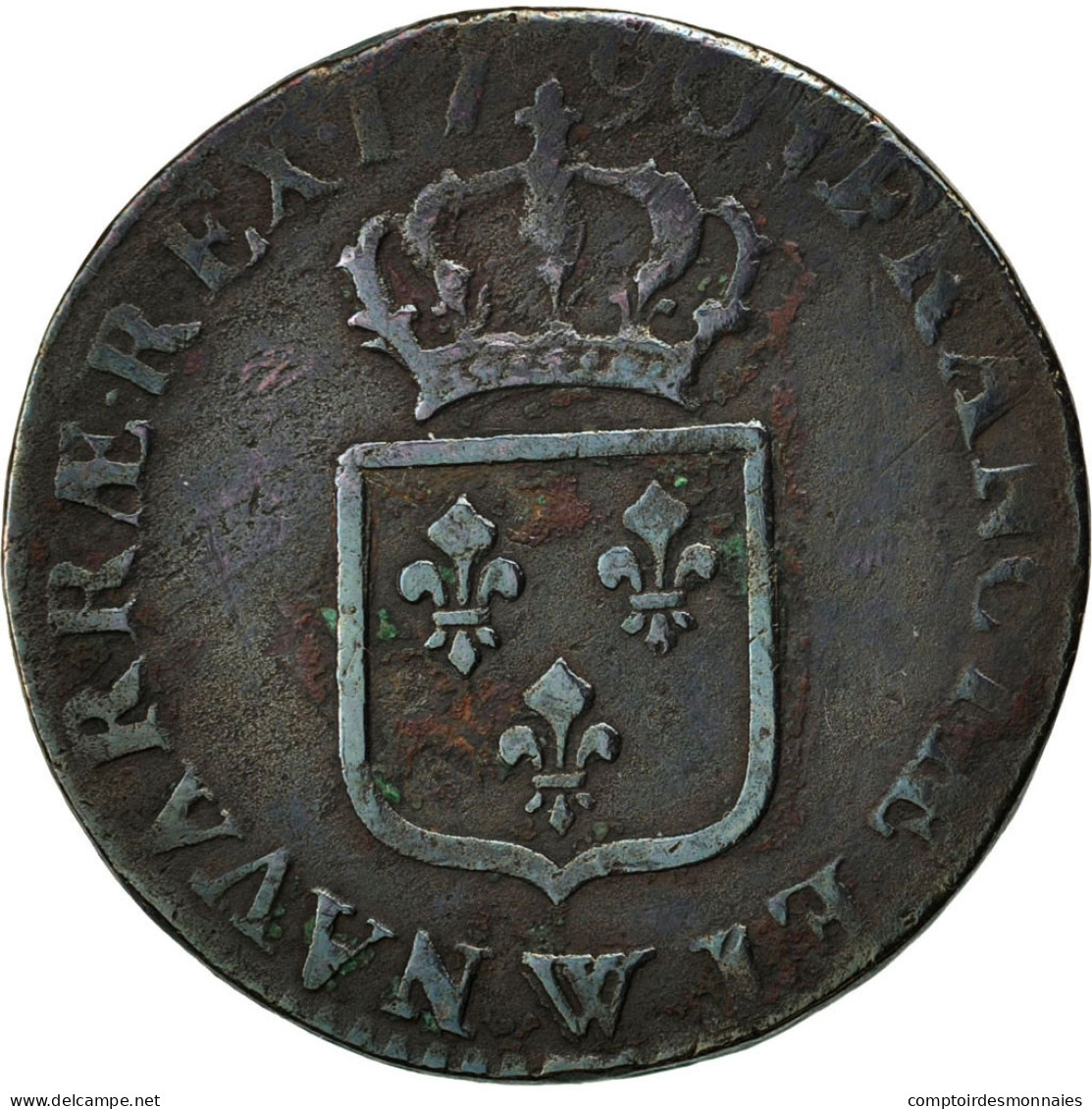 Monnaie, France, Louis XVI, Sol Ou Sou, Sol, 1790, Lille, TB+, Cuivre - 1774-1791 Lodewijjk XVI